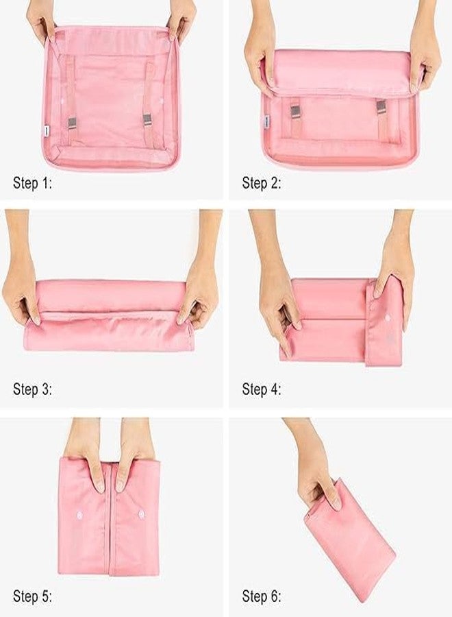 سيميكسيسن مجموعة سيمكسن المكونة من 7 قطع من مكعبات تنظيم الأمتعة للسفر، خفيفة الوزن، مع حقيبة غسيل أو حقيبة أدوات تجميل، منظم غسيل (وردي) - Image 5